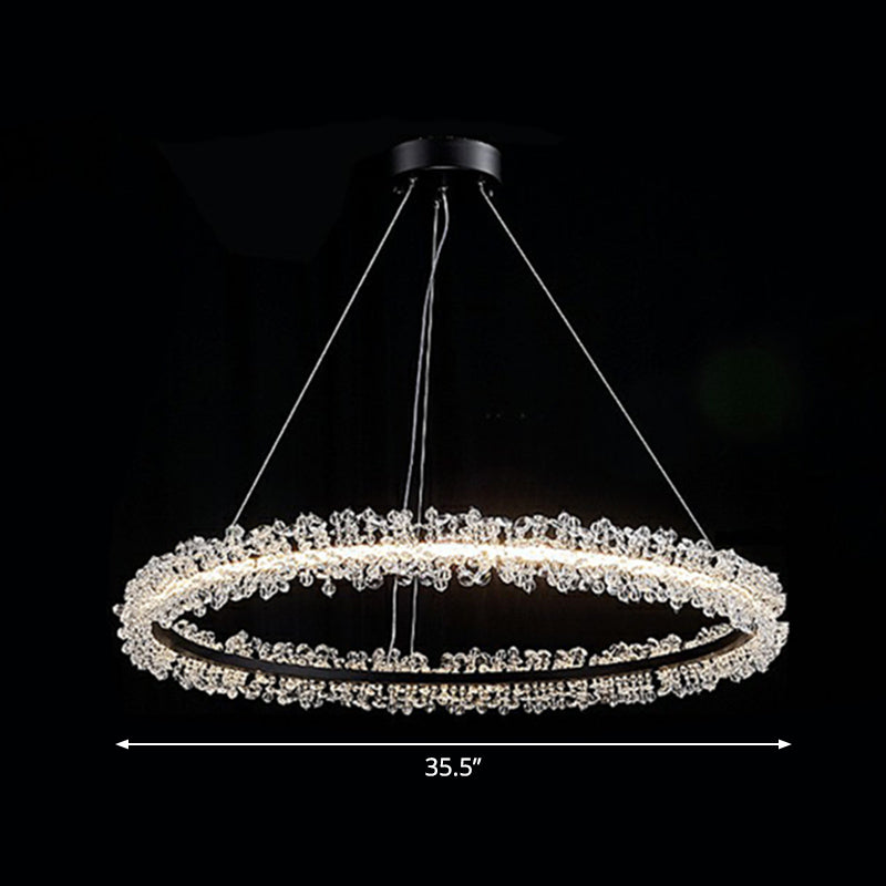 Simplicity Circle LED Chandelier Crystal Beads Lighting Fixture - Rebooters