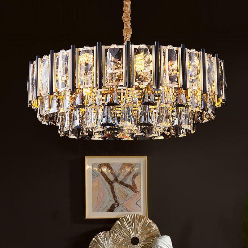 Modern Layered Chandelier Light Clear Beveled Crystal Design - Rebooters