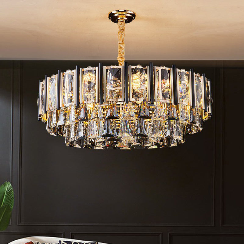 Modern Layered Chandelier Light Clear Beveled Crystal Design - Rebooters