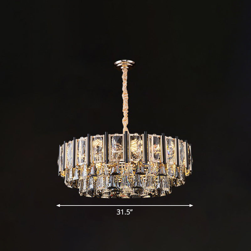 Modern Layered Chandelier Light Clear Beveled Crystal Design - Rebooters