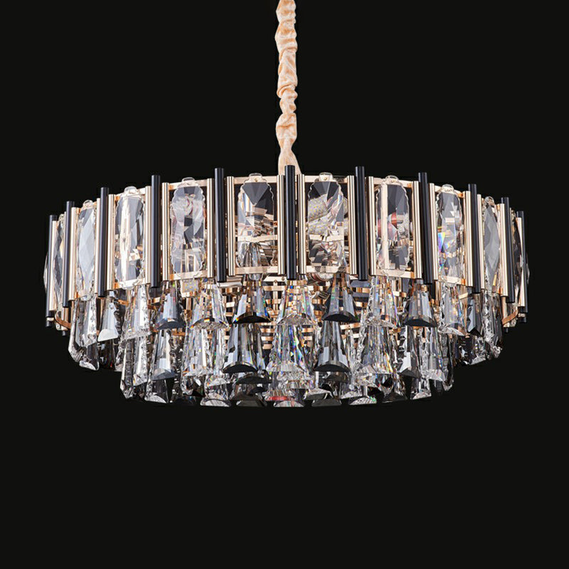 Modern Layered Chandelier Light Clear Beveled Crystal Design - Rebooters