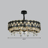 Round K9 Crystal Pendant Lamp Black Ceiling Chandelier - Rebooters