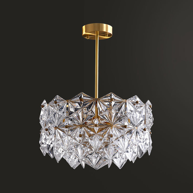 Hexagonal Dining Room Hanging Lamp Carved Crystal Chandelier - Rebooters