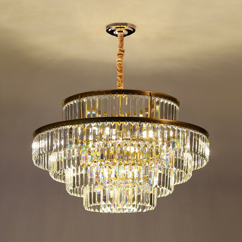 Circular Suspension Pendant Light Modern Crystal Prism Chandelier - Rebooters