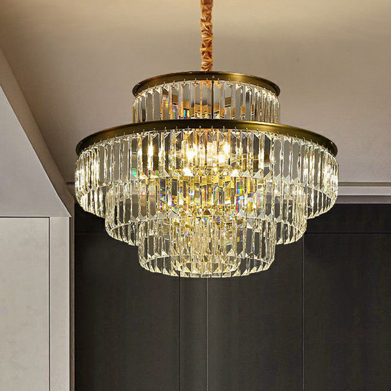 Circular Suspension Pendant Light Modern Crystal Prism Chandelier - Rebooters