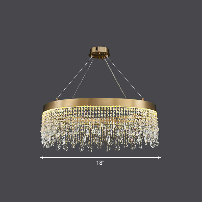 Stainless Steel Ring Shaped Pendant Lamp with Crystals - Rebooters