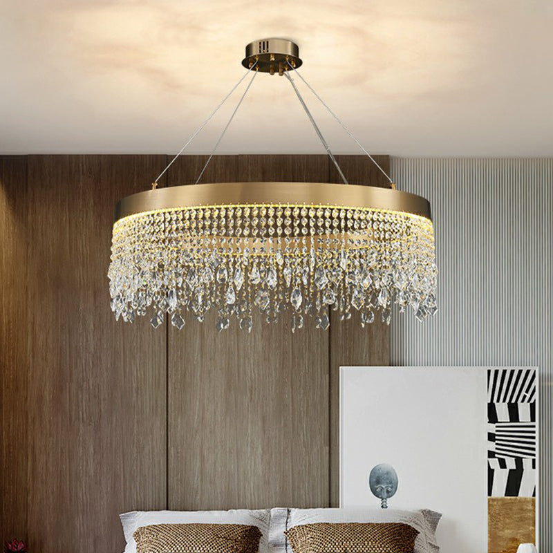 Stainless Steel Ring Shaped Pendant Lamp with Crystals - Rebooters