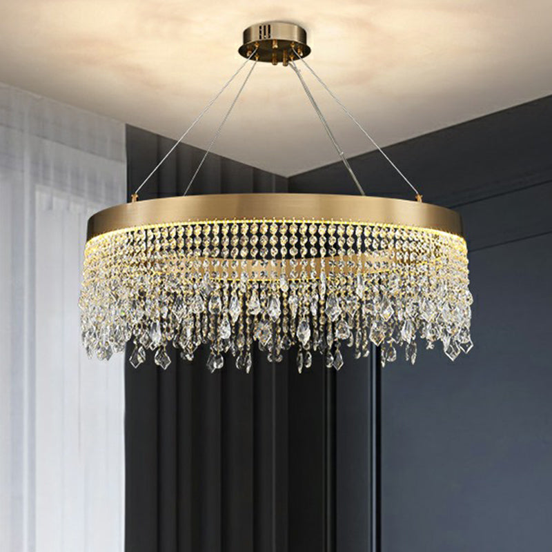 Stainless Steel Ring Shaped Pendant Lamp with Crystals - Rebooters