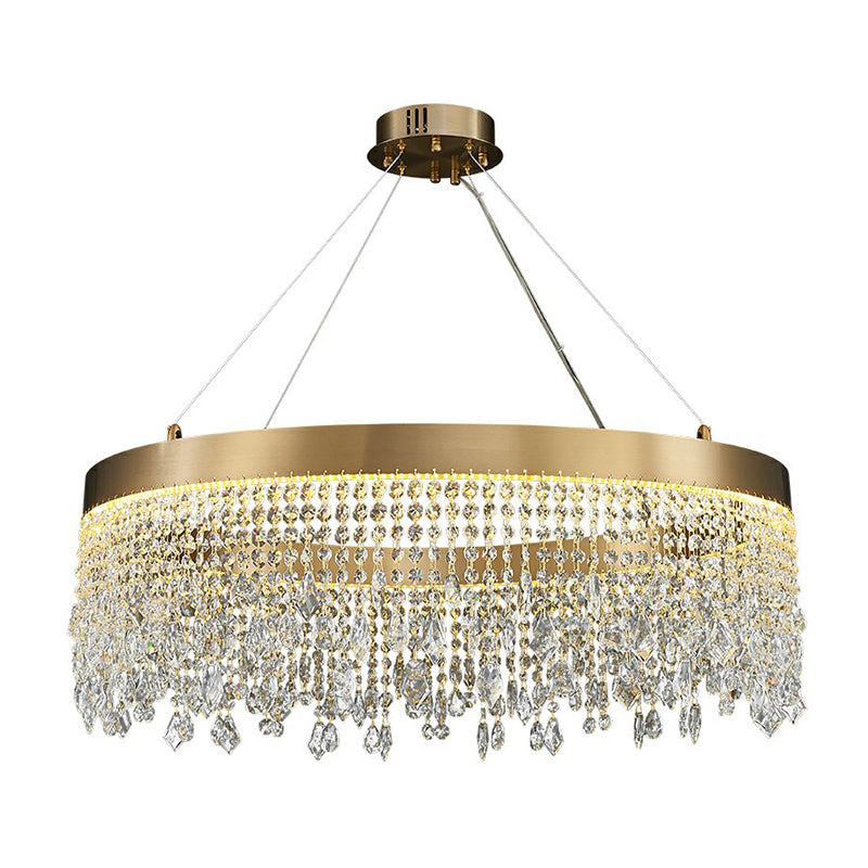 Stainless Steel Ring Shaped Pendant Lamp with Crystals - Rebooters