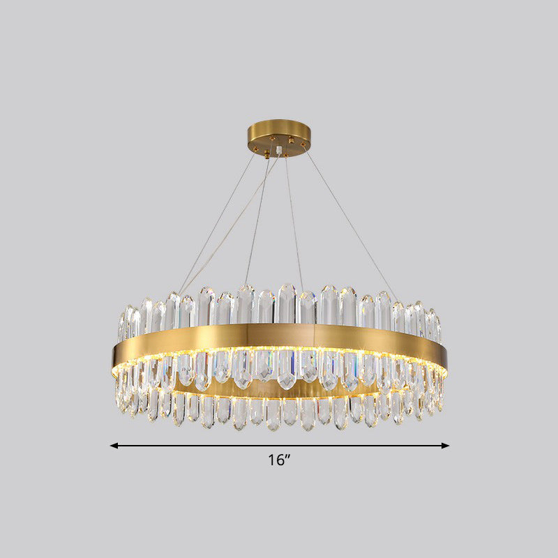 Gold Finish Halo Chandelier Pendant Minimalist K9 Crystal Light - Rebooters