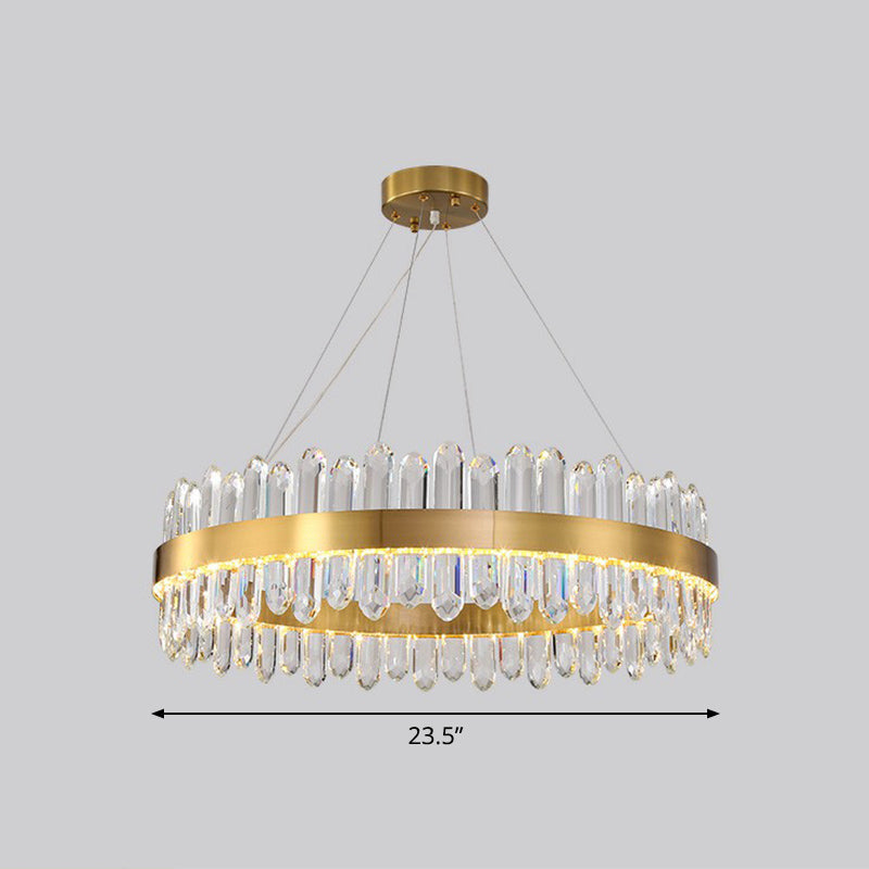 Gold Finish Halo Chandelier Pendant Minimalist K9 Crystal Light - Rebooters