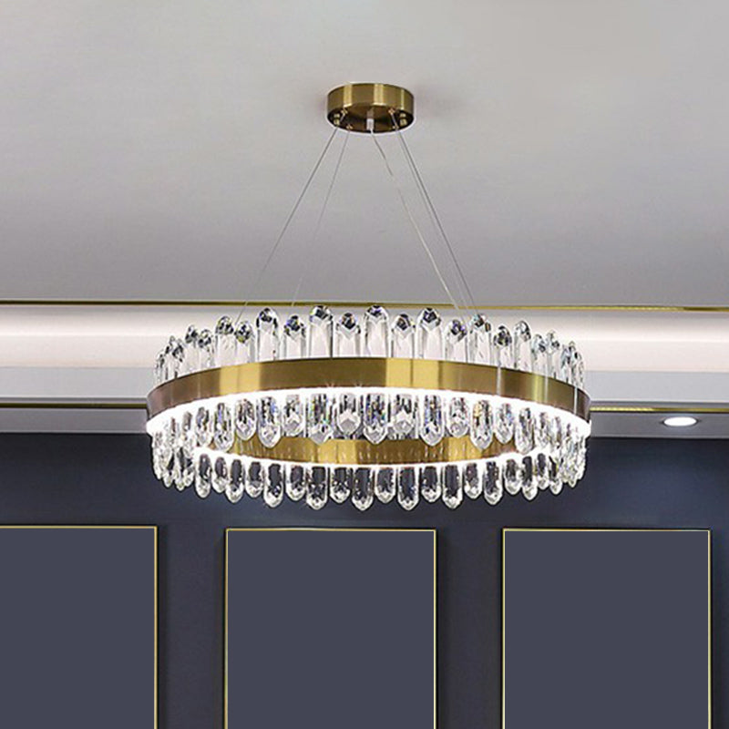 Gold Finish Halo Chandelier Pendant Minimalist K9 Crystal Light - Rebooters