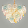 Multi-Colored Glass Discs Chandelier Modern Stylish 10-Light Pendant Ceiling Light - Rebooters