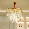 Gold Finish Conical Suspension Light Minimalism Prismatic Crystal Chandelier - Rebooters