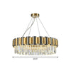 Circular Crystal Prism Hanging Lamp Simplicity Gold Black Chandelier - Rebooters