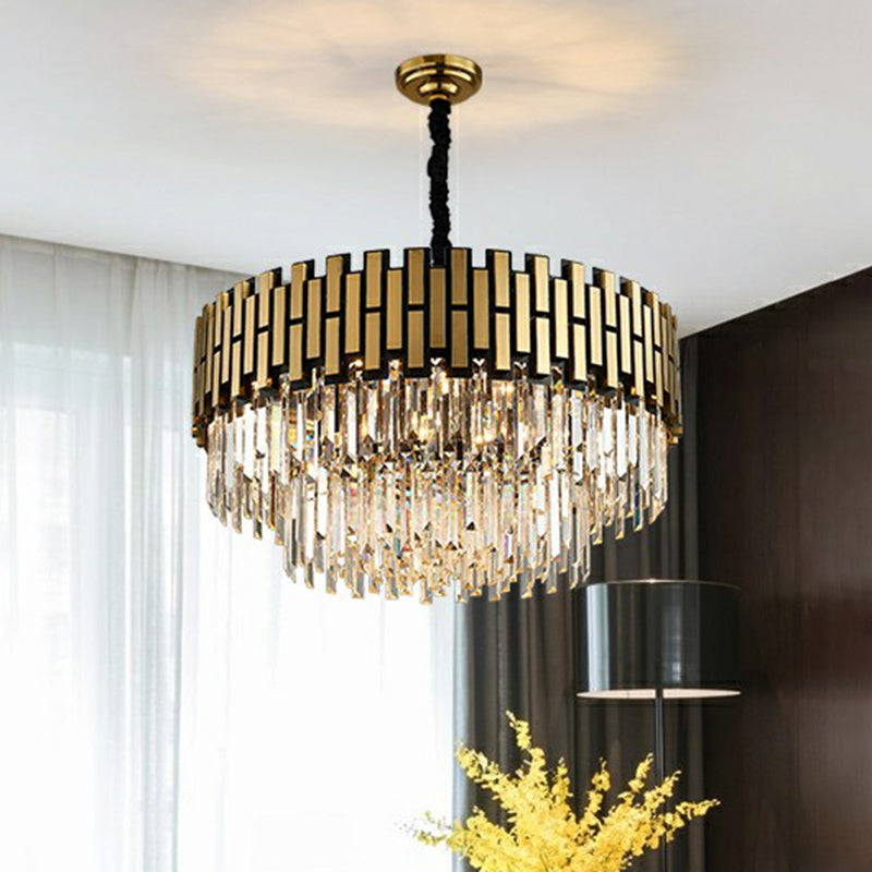 Gold Finish Round Hanging Ceiling Light Chandelier Pendant - Rebooters