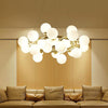Opal Glass Ball Chandelier Lamp Post Modern 25 Lights Gold Pendant - Rebooters