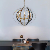 8 Lights Pendant Light Classic Candle Metal Hanging Chandelier in Gold for Living Room - Rebooters