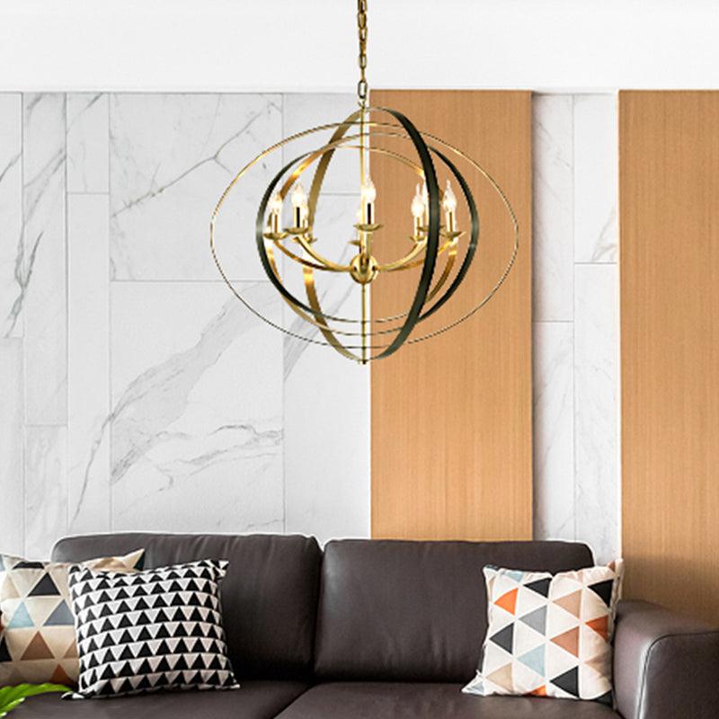 8 Lights Pendant Light Classic Candle Metal Hanging Chandelier in Gold for Living Room - Rebooters