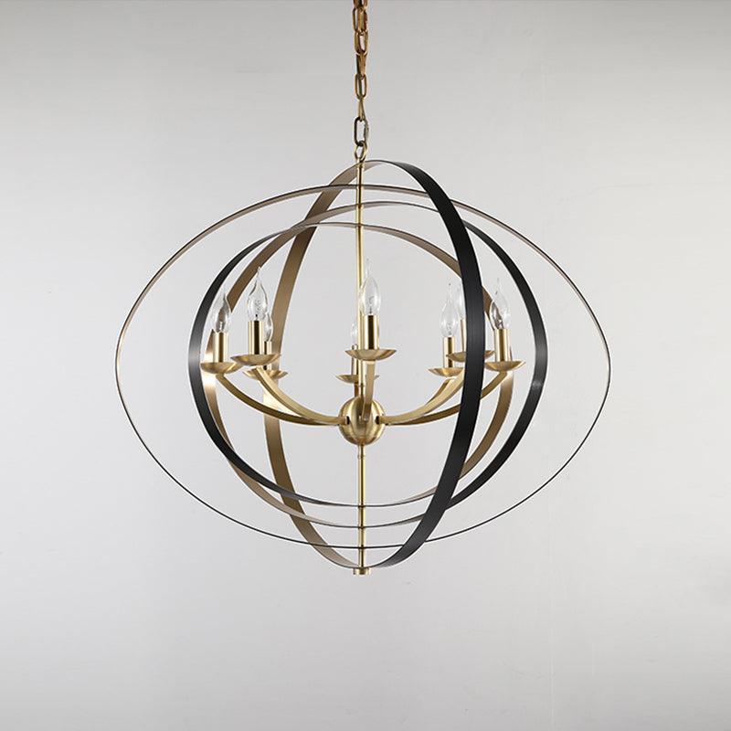 8 Lights Pendant Light Classic Candle Metal Hanging Chandelier in Gold for Living Room - Rebooters
