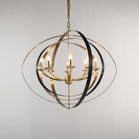 8 Lights Pendant Light Classic Candle Metal Hanging Chandelier in Gold for Living Room - Rebooters