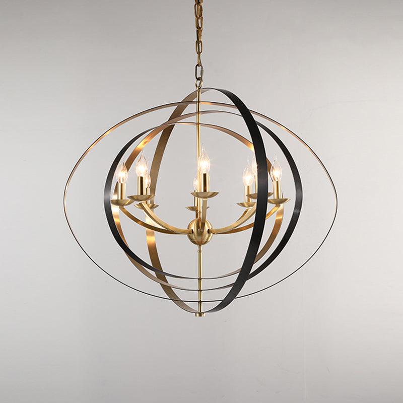 8 Lights Pendant Light Classic Candle Metal Hanging Chandelier in Gold for Living Room - Rebooters