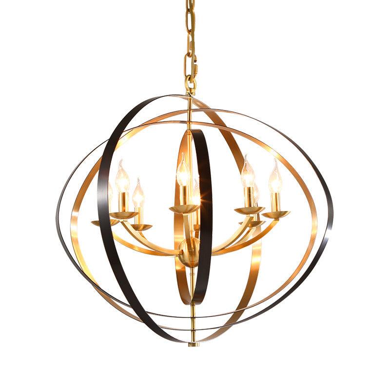 8 Lights Pendant Light Classic Candle Metal Hanging Chandelier in Gold for Living Room - Rebooters