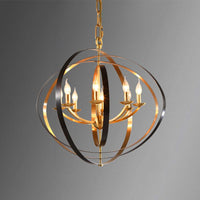 8 Lights Pendant Light Classic Candle Metal Hanging Chandelier in Gold for Living Room - Rebooters
