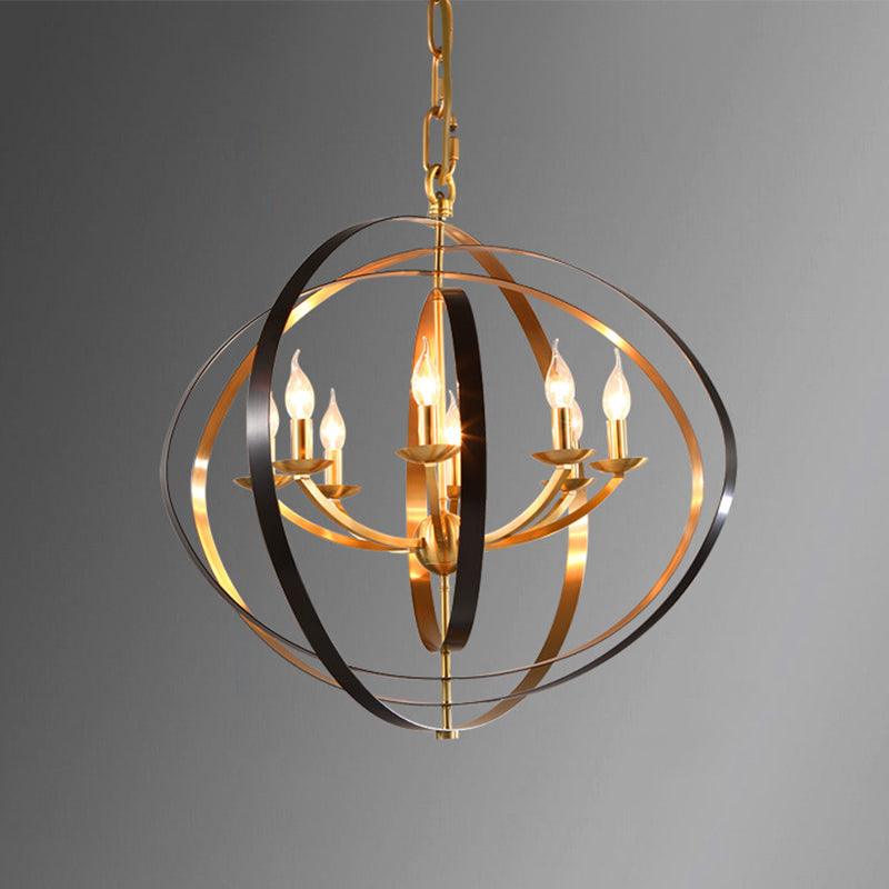 8 Lights Pendant Light Classic Candle Metal Hanging Chandelier in Gold for Living Room - Rebooters