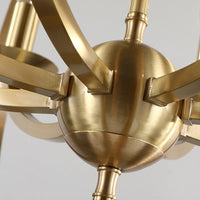 8 Lights Pendant Light Classic Candle Metal Hanging Chandelier in Gold for Living Room - Rebooters