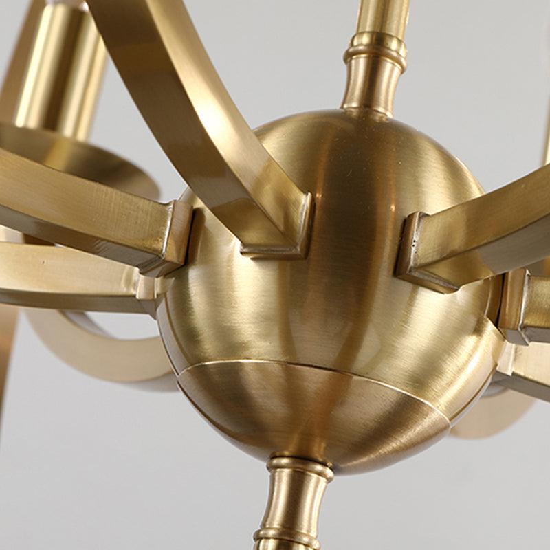 8 Lights Pendant Light Classic Candle Metal Hanging Chandelier in Gold for Living Room - Rebooters