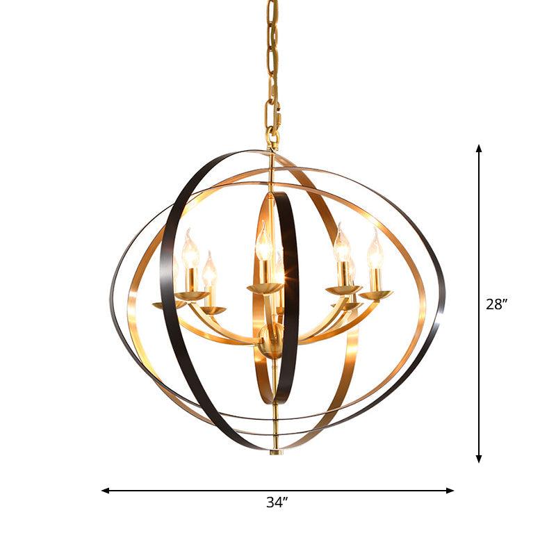 8 Lights Pendant Light Classic Candle Metal Hanging Chandelier in Gold for Living Room - Rebooters