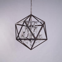 6 Bulbs Geometric Chandelier Light Traditional Rust Metal Fixture - Rebooters
