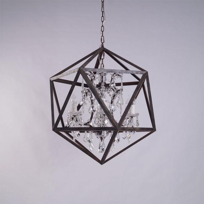 6 Bulbs Geometric Chandelier Light Traditional Rust Metal Fixture - Rebooters