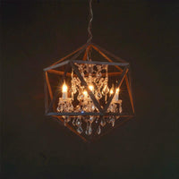 6 Bulbs Geometric Chandelier Light Traditional Rust Metal Fixture - Rebooters