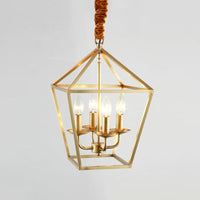 4 Bulbs Ceiling Lamp with Geometric Shade Metal Gold Chandelier - Rebooters
