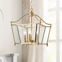4 Lights Metal Hanging Chandelier Traditional Gold Candle-Style Pendant Light Fixture - Rebooters