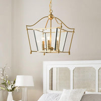 4 Lights Metal Hanging Chandelier Traditional Gold Candle-Style Pendant Light Fixture - Rebooters