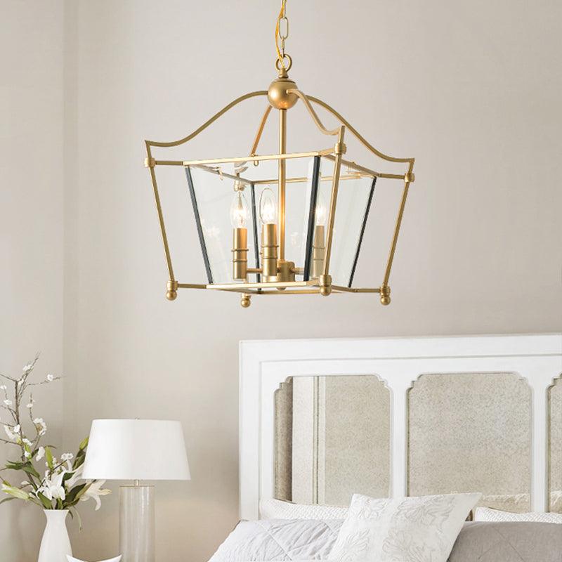 4 Lights Metal Hanging Chandelier Traditional Gold Candle-Style Pendant Light Fixture - Rebooters