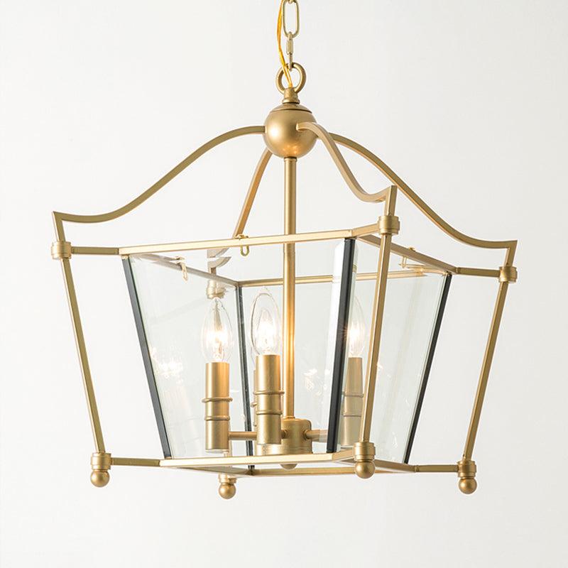 4 Lights Metal Hanging Chandelier Traditional Gold Candle-Style Pendant Light Fixture - Rebooters
