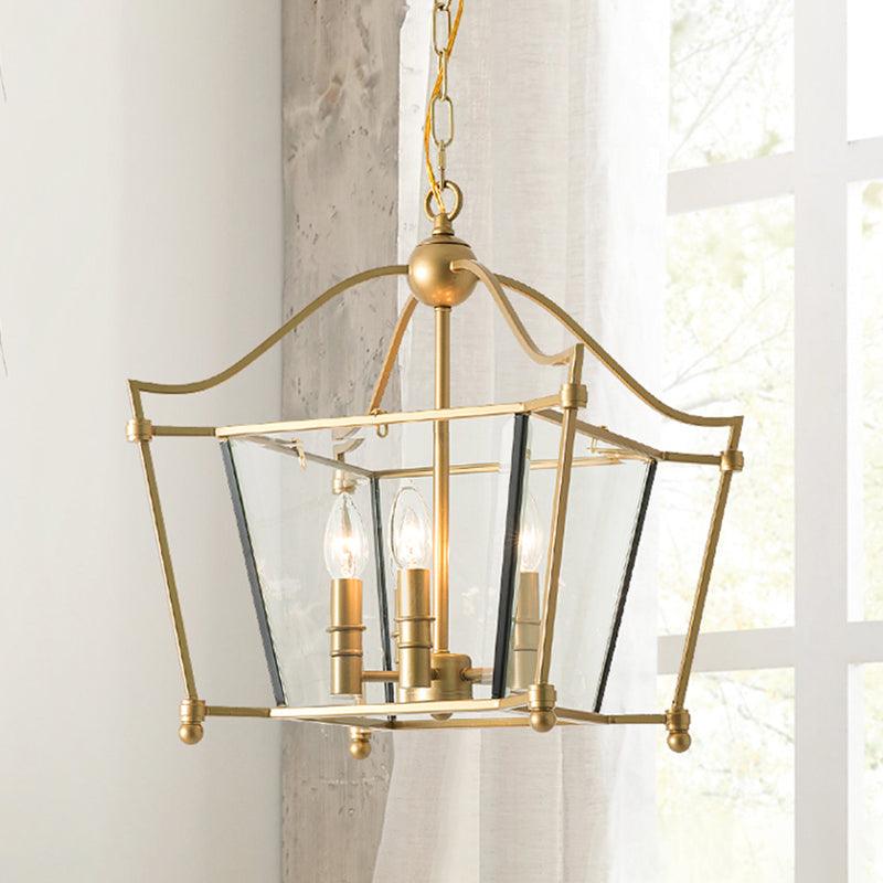 4 Lights Metal Hanging Chandelier Traditional Gold Candle-Style Pendant Light Fixture - Rebooters