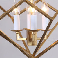 4 Lights Metal Pendant Chandelier Classic Gold Rhombus Fixture - Rebooters