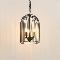 Birdcage Living Room Pendant Chandelier Traditional Metal 3 Lights Black - Rebooters