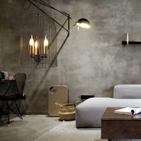 Birdcage Living Room Pendant Chandelier Traditional Metal 3 Lights Black - Rebooters