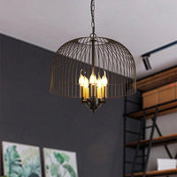 Birdcage Dining Room Ceiling Chandelier Classic Metal 5 Lights Black Hanging Fixture - Rebooters