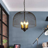 Birdcage Dining Room Ceiling Chandelier Classic Metal 5 Lights Black Hanging Fixture - Rebooters