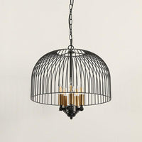 Birdcage Dining Room Ceiling Chandelier Classic Metal 5 Lights Black Hanging Fixture - Rebooters