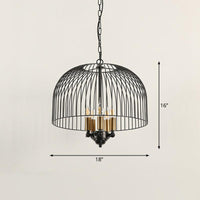 Birdcage Dining Room Ceiling Chandelier Classic Metal 5 Lights Black Hanging Fixture - Rebooters