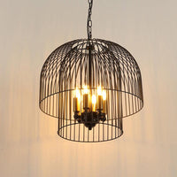 Black 6 Lights Chandelier Light Fixture Traditional Metal Wire Cage Pendant Lamp - Rebooters
