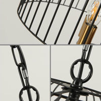 Black 6 Lights Chandelier Light Fixture Traditional Metal Wire Cage Pendant Lamp - Rebooters